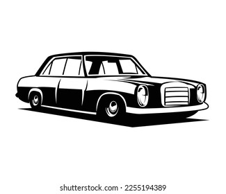 luxury classic car silhouette. white background isolated vector design showing from the side. Best for badge, emblem, icon, sticker design, trucking industry. available in eps 10.