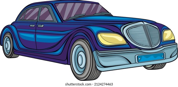luxury classic car, vector, flat