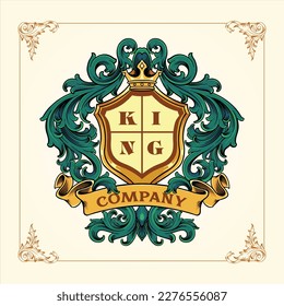 Luxury classic frame badge flourish ornament logo template illustrations vector for your work logo, merchandise t-shirt, stickers and label designs, poster, greeting cards advertising business company