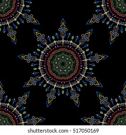 Luxury classic ornament, royal victorian texture for wallpapers, print, textile or fabric. Vector illustration. Baroque vintage floral damask seamless pattern in orange, beige and yellow colors.