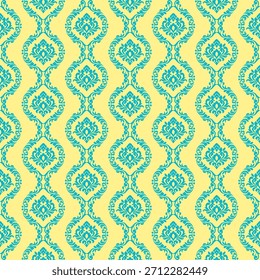 Fondo de Vector real clásico de lujo. Patrón floral retro azul y crema sin costuras. Decoración antigua para tela y envoltura.