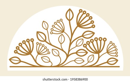 Luxury classic style elegant vector floral emblem isolated on white background, boutique or hotel logo, leaves and branches linear badge.