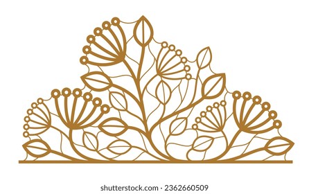 Luxury classic style elegant vector floral emblem isolated on white background, boutique or hotel logo, leaves and branches linear badge.