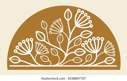 Luxury classic style elegant vector floral emblem on dark background, boutique or hotel logo, leaves and branches linear badge.