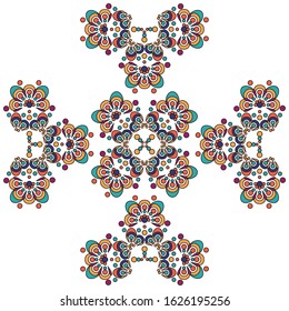 Luxury, classy background, wallpaper. Simple floral shape arabesque composition. Decorative elements. Abstract art. Modern colorful print - linen, tile, textile, fabric, bandana, pillow, napkin, card
