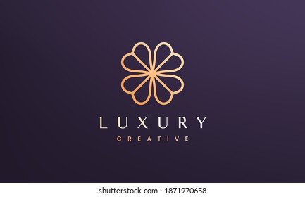 Luxury clover leaf logo concept with minimal and modern style