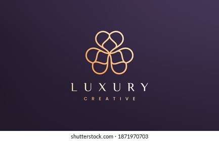 Luxury clover leaf logo concept with minimal and modern style