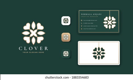 luxury clover logo and business card design