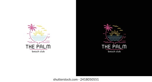 Luxury Club Logo, Palm Logo, Beach Club, Premium, Modern Brand, Vibrant Look, Flat Vector Logo Template, Element for Nature and Vacation Logos, Party Club, Beach Party, Colorful, Vivid, Contemporary 