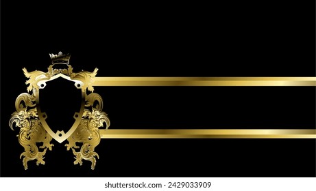 tatuaje de emblema de escudo de armas de lujo en fondo negro en formato vectorial