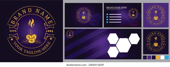 Luxury coffee bean logo design - a sophisticated template for business cards, social posts, cover photos, and corporate identity.