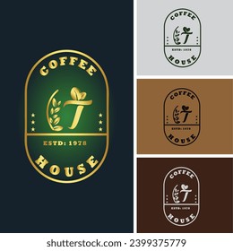 Luxury Coffee bean T Letter logo design template elements - vector sign. T Letter logo for business card and corporate identity. 