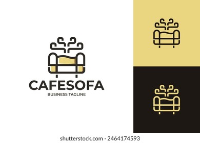 luxury coffee and sofa logo vector