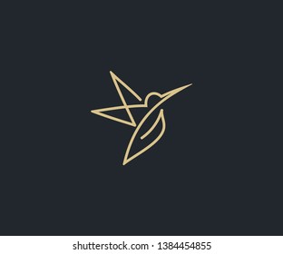 luxury colibri bird logo design template