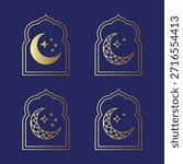  Luxury Collection of Islamic arch designs mosque windows and door frames with golden moon
