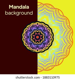 luxuriöser Farbhintergrund mit Mandala-Muster, Ornament elegante Einladung Hochzeitskarte , Einladung , Hintergrund-Cover-Banner. Vektorgrafik