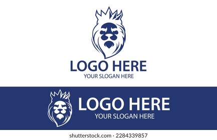 Luxury Color Lion Face with Crown Logo Design