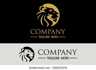 Luxury Color Lion Head Monochrome Logo Design
