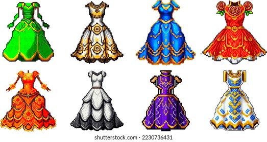 A Luxury colorful dress for celebretion in Pixel Art Style RPG