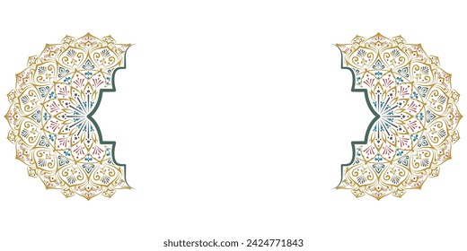 luxury colorful mandala for indian wedding invitation card template flat design islamic arabic gold mandala ornament background. 