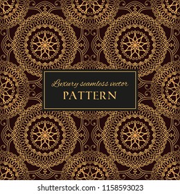 Luxury colorful ornate vector seamless pattern. Oriental texture with decorative golden mandala elements. Elegant background for premium design and decor