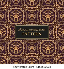 Luxury colorful ornate vector seamless pattern. Oriental texture with decorative golden mandala elements. Elegant background for premium design and decor