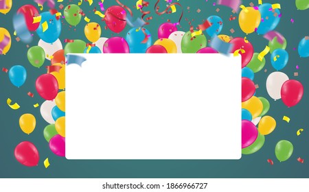 Luxury Colour Glossy Helium Balloons Background. Set of Balloons for Birthday, Anniversary, Celebration Party Decorations. Vector Illustration EPS10