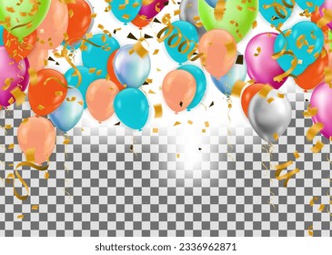 Luxury Colour Glossy Helium Balloons Background. Set of Balloons for Birthday, Anniversary, Celebration Party Decorations. Vector Illustration EPS10