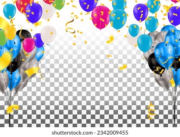 Luxury Colour Glossy Helium Balloons Background. Set of Balloons for Birthday, Anniversary, Celebration Party Decorations. Vector Illustration EPS10