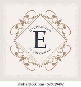 luxury company E monogram decorative crest ornament