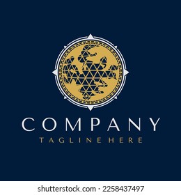 Luxury compass globe logo design template. Travel international logo vector.