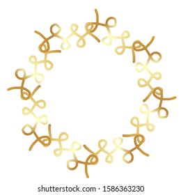 luxury and complicated golden frame with hand drawn monogram or pattern. copy space. golden gradient. Isolated on white background. Vector illustration. 