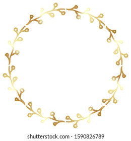 luxury and complicated golden frame with hand drawn monogram or pattern. copy space. golden gradient. Isolated on white background. Vector illustration. 