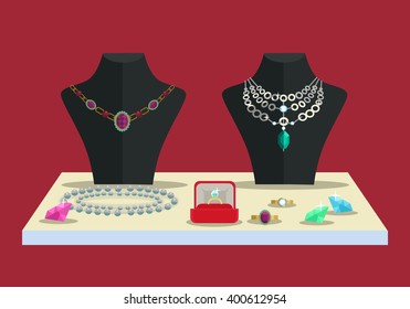 Luxury concept. Accessories diamonds. Vector flat illustration