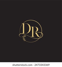 Concepto de lujo DR círculo y estilo orgánico de la boda monograma de diseño carta