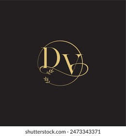 luxury concept DV circle and organic style wedding monogram design letter