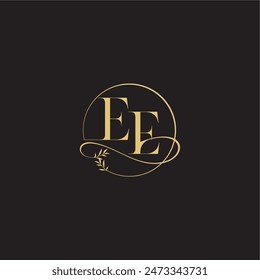 luxury concept EE circle and organic style wedding monogram design letter