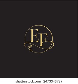 luxury concept EF circle and organic style wedding monogram design letter