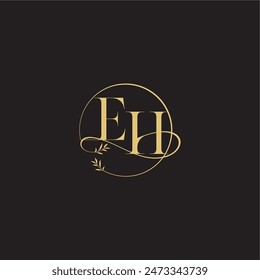 luxury concept EH circle and organic style wedding monogram design letter