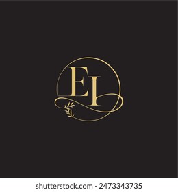 luxury concept EI circle and organic style wedding monogram design letter