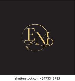 luxury concept EM circle and organic style wedding monogram design letter