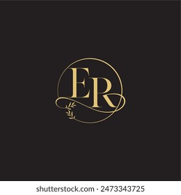 luxury concept ER circle and organic style wedding monogram design letter