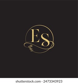 luxury concept ES circle and organic style wedding monogram design letter