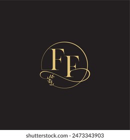 luxury concept FF circle and organic style wedding monogram design letter