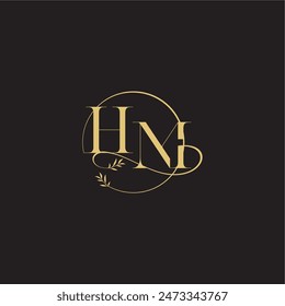 luxury concept wedding monogram design letter circle and organic style HM