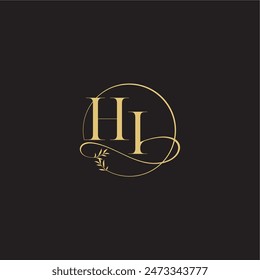 luxury concept wedding monogram design letter circle and organic style HI