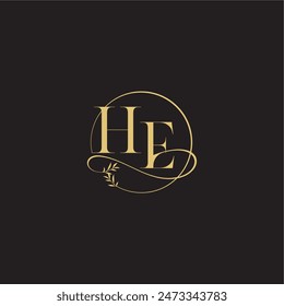 luxury concept wedding monogram design letter circle and organic style HE