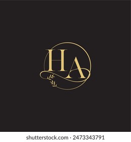 luxury concept wedding monogram design letter circle and organic style HA