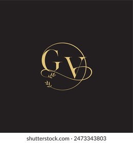 luxury concept wedding monogram design letter circle and organic style GV