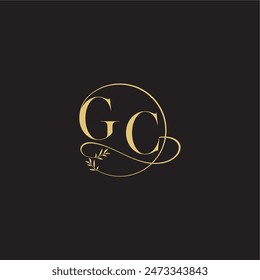 luxury concept wedding monogram design letter circle and organic style GC